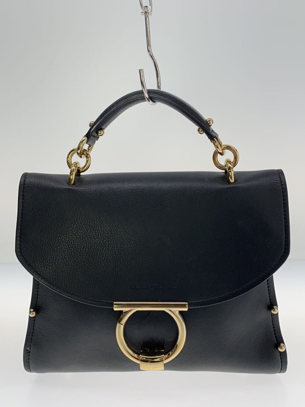 Salvatore Ferragamo Gancini Handbag Leather Black